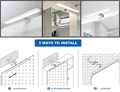 Cywer llevó la luz del espejo | Aufbauleuechte | Clip de luz | Luz de baño | Luz de maquillaje | Mueble de baño con luz blanco cálido | 30cm | IP44 | 8w | 800lm | 230V