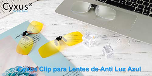 Cyxus Filtro de luz Azul (Clip on) Gafas de la computadora, Bloqueo UV Fatiga de Ojos Anti, para Ordenador/teléfono Celular/PC Juego/TV (Tamaño estándar)
