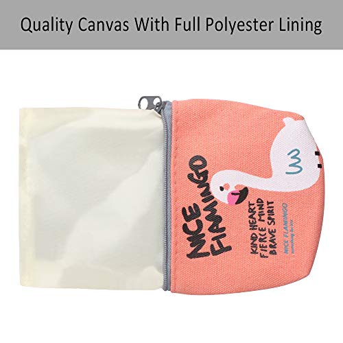 Dadabig 8 Pcs Mini Monedero Pequeño Monedero Dibujos Monedero de Lona Simple Monedero Flamencos Mini Lienzo Monedero para Monedas, Tarjertas, Llaves, Cosmético（4 Estilos）