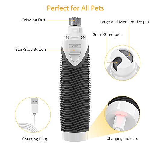 DADYPET Cortauñas Perros, Cortauñas Electrónica para Mascotas, Recortador para Perros, Gatos 7500RPM Silencioso Carga de USB