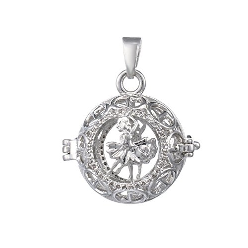 Daesar Chapado en Oro Mujer Collar Difusor de Aceite Esencial de Perfume Collar Plata Mujer Colgante Chica Bailando Blanco CZ Collar de Mujer Embarazada Bola Rosa