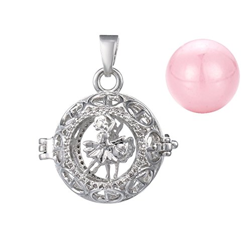 Daesar Chapado en Oro Mujer Collar Difusor de Aceite Esencial de Perfume Collar Plata Mujer Colgante Chica Bailando Blanco CZ Collar de Mujer Embarazada Bola Rosa