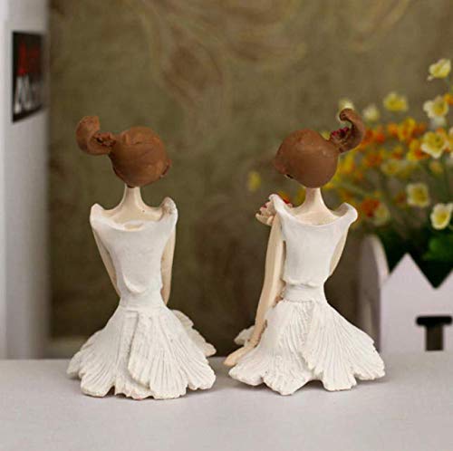 DaFFeng 2Pcs / Set Beautiful Girl & Angel Creative Resin Doll Adornos Estilo Europeo Fairy Garden Figurines Regalo De Boda Decoraciones Para El Hogar