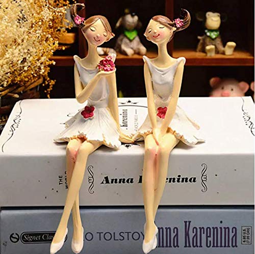 DaFFeng 2Pcs / Set Beautiful Girl & Angel Creative Resin Doll Adornos Estilo Europeo Fairy Garden Figurines Regalo De Boda Decoraciones Para El Hogar