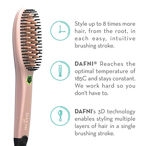 DAFNI Rose Go – Cepillo alisador de cabello portátil – Peina su cabello hasta 10 veces más rápido que una plancha flar [EU Plug]