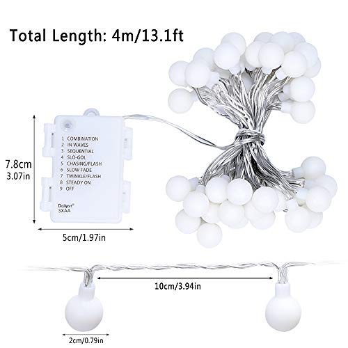 Dailyart 4M Impermeable IP44 Largo de la bola de la cadena de luces a pilas para jardines, bodas, fiestas, color beige