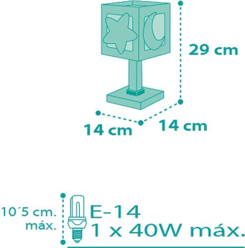 Dalber Lámparas Mesita Infantil Luna y Estrellas Moon Light Rosa, 40 W