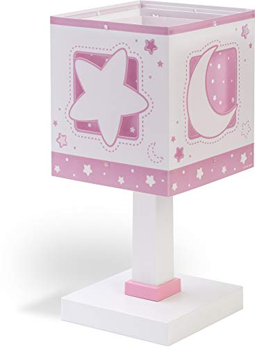 Dalber Lámparas Mesita Infantil Luna y Estrellas Moon Light Rosa, 40 W