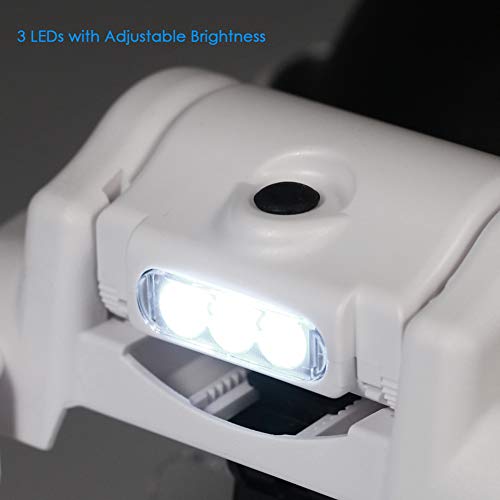 DAMAI Lupa con LED Luces Lupas de Gran Aumento para Modelismo,Reparaciones,Coser,Soldadura,Eliminar Piojos,Pegar Piezas Pequeñas,Joyería y Relojería Lentes Intercambiables