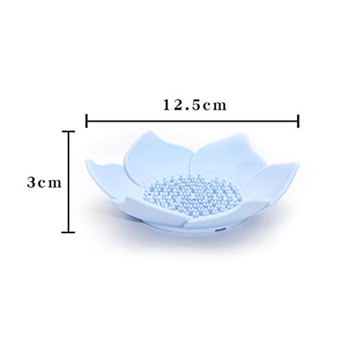 DAMO&GUYAN Caja de jabón de Flores de Silicona Creativa Caja de jabón de baño Ducha Bandeja de Plato Soporte de Drenaje Antideslizante Estante de jabón casero Jabonera Hecha a Mano,Azul