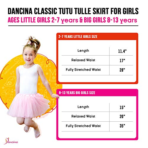 Dancina – Tutus para niñas clásicos, vestidos de falda de tul con tallas para edades 2 – 7 años y 8 – 13 años. - Amarillo - 2-7 años