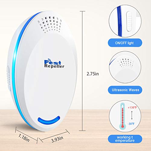 DANGZW Repelente Ultrasonico, Electrónico Repelente Mosquitos Insectos para Interiores Anti Cucarachas, Moscas, Mosquitos, Ratones, Arañas,100% Inofensivo para Mascotas y Humanos (Blanco)