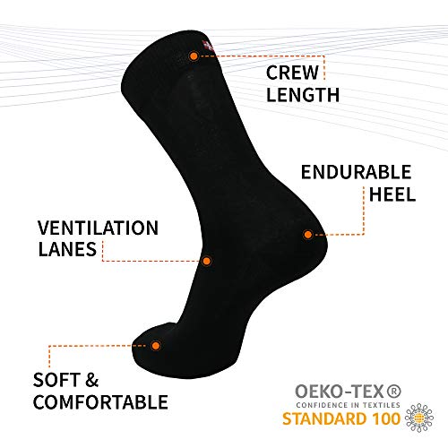 DANISH ENDURANCE Calcetines de Algodón, para Hombre y Mujer, Calcetines Clásicos de Vestir, Cómodos, Transpirables, para el Uso Diario, Negro, Gris, Rojo, Pack de 3 (Negro, EU 43-47)