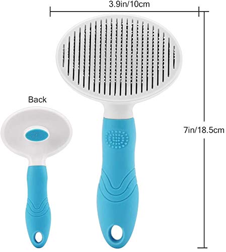 DAOXU Cepillo de Mascota de Cepillo de Gato para Eliminar El Pelo de Mascota Suelto El Cepillo de Masaje de Mascota Se Puede Limpiar Automáticamente (Azul)