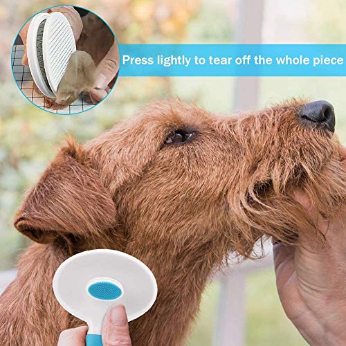 DAOXU Cepillo de Mascota de Cepillo de Gato para Eliminar El Pelo de Mascota Suelto El Cepillo de Masaje de Mascota Se Puede Limpiar Automáticamente (Azul)