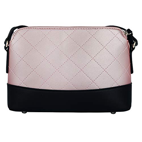 David Jones - Bolso Bandolera Mujer - Bolsos de Hombro Acolchado Cuero Genuino - Crossbody Mensajero Muchos Bolsillos - Bolsos de Mano Fiesta Noche Embrague - Elegante Moda Ciudad - Rosa