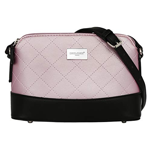 David Jones - Bolso Bandolera Mujer - Bolsos de Hombro Acolchado Cuero Genuino - Crossbody Mensajero Muchos Bolsillos - Bolsos de Mano Fiesta Noche Embrague - Elegante Moda Ciudad - Rosa