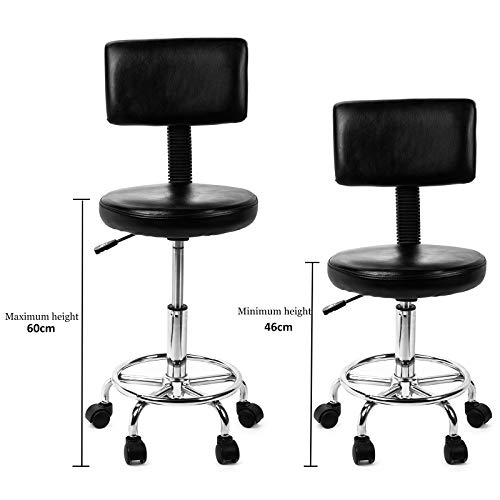 Dawoo Silla Giratoria De Taburete De Masaje De Salón Giratorio, Taburete De Trabajo Con Cajón Ajustable, Con Rodillo Para Masaje, Salón De Spa, Peluquería, Manicura, Tratamiento De Tatuajes, Oficina.