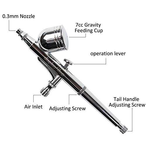 Dawoo Sistema Aerografo Multiuso Professionale Completo Per Aerografo Con Pistola a Spruzzo Aerografo a Doppia Azione Per Artigianato, Hobby (Bianco)