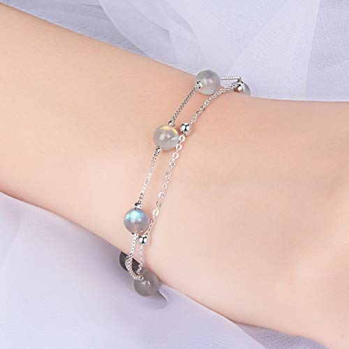 DC CLOUD Pulsera Mujer Pulseras Plata Mujer Pulsera Mujer Plata Amigo Infinito del Día La Madre Piedra Luna Ajustable Amor Cadena Romántica Encanto Suerte Fortuna Pulsera