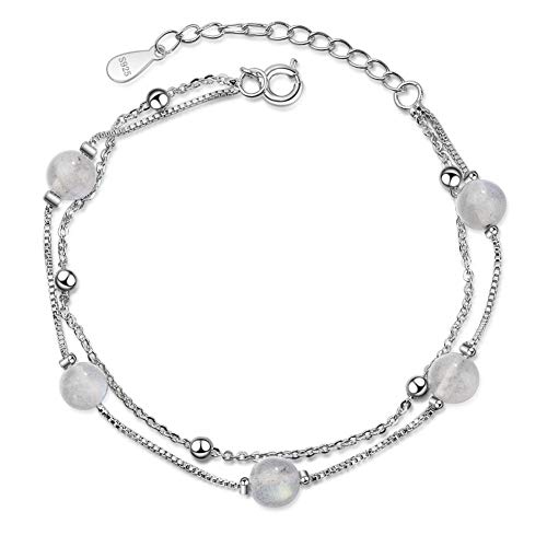 DC CLOUD Pulsera Mujer Pulseras Plata Mujer Pulsera Mujer Plata Amigo Infinito del Día La Madre Piedra Luna Ajustable Amor Cadena Romántica Encanto Suerte Fortuna Pulsera