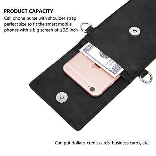 DCCN Bolso Bandolera móvil, Bolso pequeño Bandolera para Damas Mujeres Negro