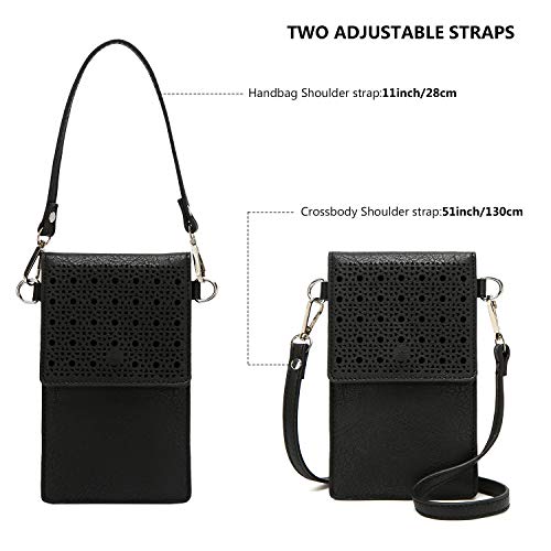 DCCN Bolso Bandolera móvil, Bolso pequeño Bandolera para Damas Mujeres Negro