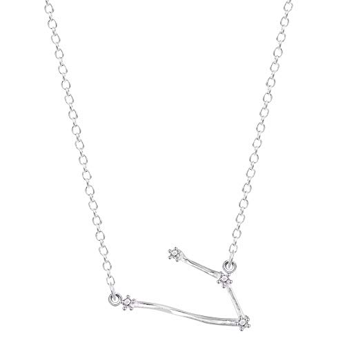 DDDDMMMY Collar,Aries 925 Plata Collar 12 Constelación Zodiacal Horóscopo Signo Zircon Joyas Coreano Galaxia De Estrellas Astrología Regalo Collar De Mujer