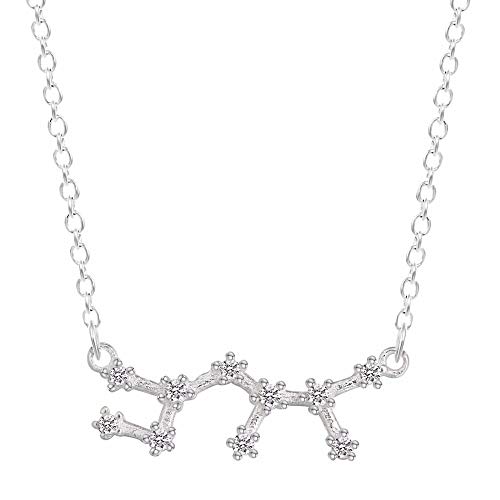 DDDDMMMY Collar,Sagitario Constelación De 12 925 Silver Necklace Horóscopo Signo Zodiaco Zircon Joyas Coreano Galaxia De Estrellas Astrología Regalo Collar De Mujer