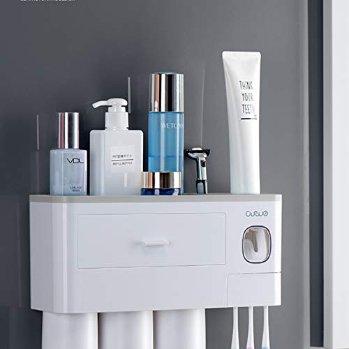 DDYX2020 Cepillo de Dientes y Dosificador Automático de Pasta de Dientes, Organizador de Cepillo de Dientes para Ahorrar Espacio en la Pared con Cubierta a Prueba de Polvo…