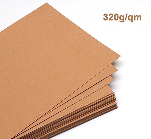 de 60 hojas Papel kraft DIN A4 320 g/m² de calidad Absofine Naturkarton de alta calidad Brown Natural fuerza Card Kraftkarton