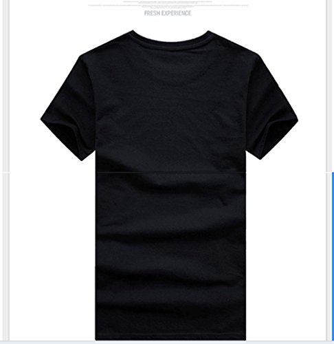 De los Hombres Manga Corta 3D Camiseta Impresa Casual Creativo Águila Patrón de algodón Cuello Redondo Talla Extra Camisas para el Hombre (M, Negro)