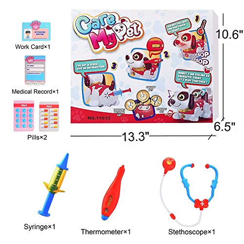deAO Mascota Interactiva para Practicar Inglés Actividad Infantil de Aprendizaje con Perrito Robot Inteligente Juguete Electrónico Multifuncional (Veterinario)