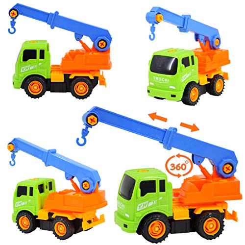 deAO YINHUA Camiones de Construcción para Montar y Desmontar Conjunto de 4 Camiones - Vehículos de Montaje Incluye Camiones y Destornillador (Multicolor)