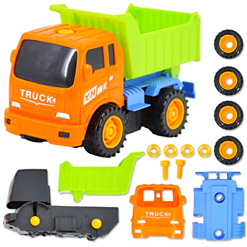 deAO YINHUA Camiones de Construcción para Montar y Desmontar Conjunto de 4 Camiones - Vehículos de Montaje Incluye Camiones y Destornillador (Multicolor)