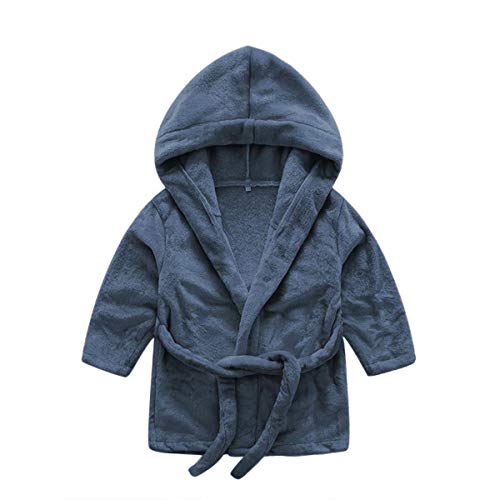 DEBAIJIA Bebé Albornoz 0-14T Infantil Baño Bata de Casa Recién Nacido Noche Ropa de Dormir Niños Pijama Niña Niño Unisexo（Azul Marino-66）