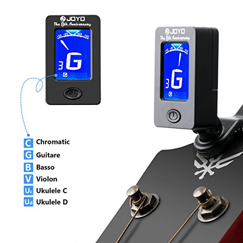 Debonice Afinador de Guitarra,Afinador Digital Española con Clip,Sintonizador 360°Rotación LCD Para Guitarra Bajo Violín Ukulele,Incluidas Otros Instrumentos de Cuerda,con Pilas,Apagado Automático