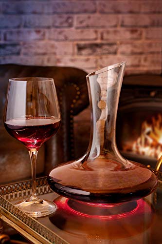 Decantador de Vino con Accesorios (Tapón de Corcho + Bolas Limpiadoras) - Jarra de Cristal 100% Sin Plomo - Oxigenador y Aireador para su Tinto - Regalo Original y Decorativo