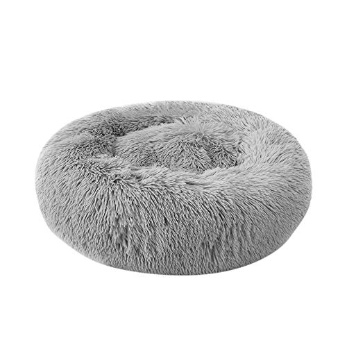 Decdeal Cama de Gato Donut Cama de Mascotas Perros Redonda Cómodo Suave Corto Nido de Donut con una Bola de Sisal para Animales Domésticos Cachorros para Dormir Descansar Invierno