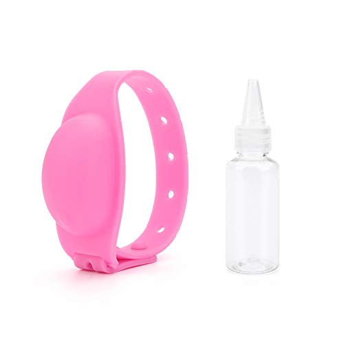 Deciniee Pulsera Desinfectante de Manos, Pulsera para Niños Adultos,Dispensador de Jabón de Manos,Reloj de Silicona Portátil,Pulsera Dispensadora de Líquido de 13 Ml para Viajes Al Aire Libre Rosado