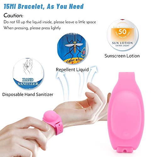 Deciniee Pulsera Desinfectante de Manos, Pulsera para Niños Adultos,Dispensador de Jabón de Manos,Reloj de Silicona Portátil,Pulsera Dispensadora de Líquido de 13 Ml para Viajes Al Aire Libre Rosado