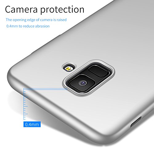 deconext Funda Samsung A6(2018), Carcasa Ultra Slim Anti-Rasguño y Resistente Huellas Dactilares Protectora Caso de Duro Cover Case para Samsung Galaxy A6(2018) 5,6”Plata Lisa