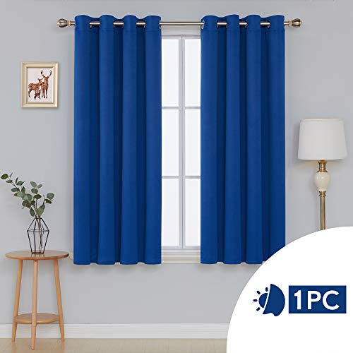 Deconovo Cortina Opaca para Ventana Dormitorio Juvenil Habitación Matrimonio Estilo Moderno Elegante 1 Pieza con Ojales 132 x 160 cm Azul Oscuro