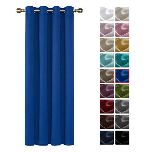 Deconovo Cortina Opaca para Ventana Dormitorio Juvenil Habitación Matrimonio Estilo Moderno Elegante 1 Pieza con Ojales 132 x 160 cm Azul Oscuro