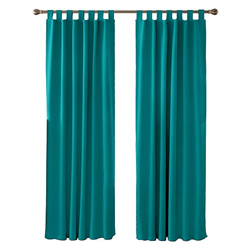 Deconovo Cortina Opaca para Ventana Dormitorio Juvenil para Habitacion Matrimonio Estilo Moderno Elegante con Trabillas 2 Paneles 140 x 245 cm Turquesa