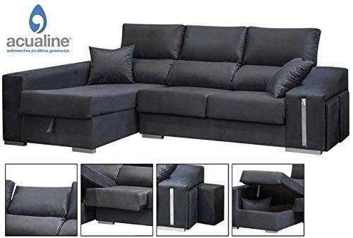 DECOR NATUR Sofá Chaiselongue Izquierda Oscar Color Gris Oscuro(Serie Oferta) (Velvet 10)