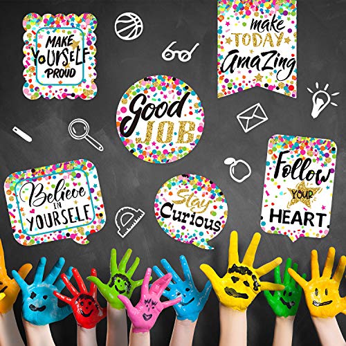 Decoración del aula Banner Motivación Positivo Porche Signos Confeti Refranes Positivos Acentos Para el Aula Decoraciones de Tablones de Anuncios, Oficina, Hogar, Decoración de Guardería
