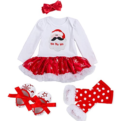 Decstore Bebé Niña Mi Primero Navidad Traje Fiesta Vestido Tutu Conjuntos 4PCS Set