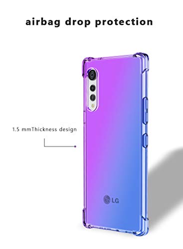 Dedux Funda para LG Velvet 5G, [Refuerzo de Cuatro Esquinas] Carcasa Gradiente Transparente TPU Suave Funda Case (Rosa/Verde)