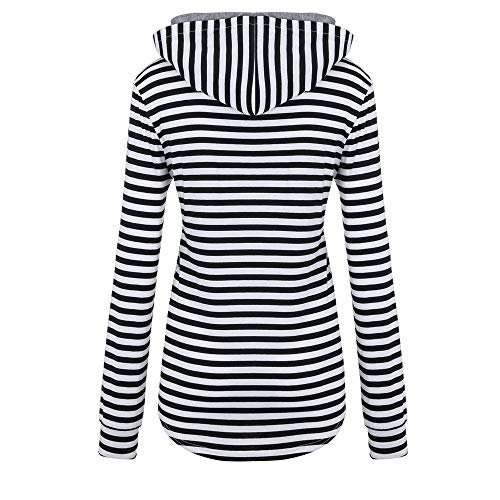 DEELIN Sudaderas De Manga Larga De La Mujer, OtoñO Y El Invierno Popular BotóN Rayas Casual De Manga Larga Sudadera con Capucha